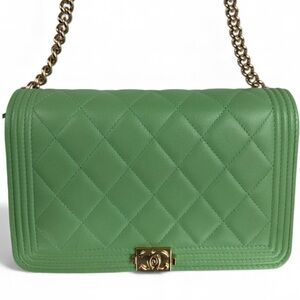 CHANEL Lambskin BOY WOC Shoulder/Crossbody Bag Series 27 (2019) • Green + GHW